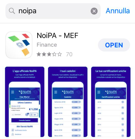 APP NOIPA MEF  non c'è  "consultazione pagamenti" Scherm11