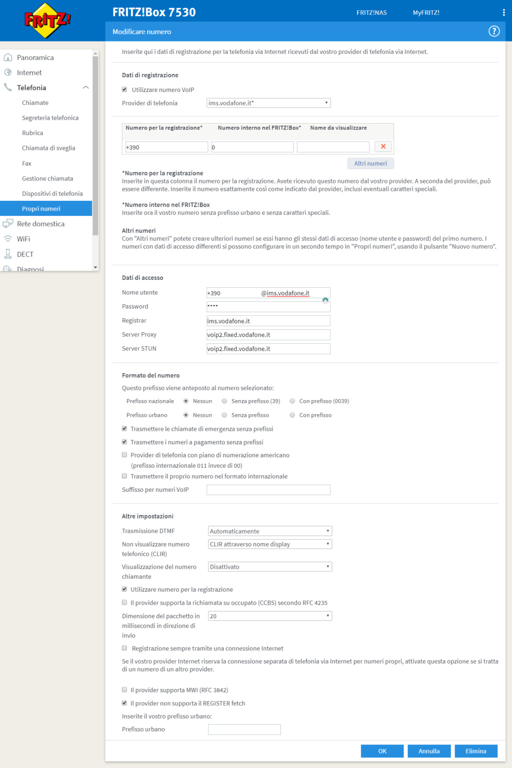 Connessione internet e voip con il 7530 e vodafone adsl2+ 20 mb. Screen13