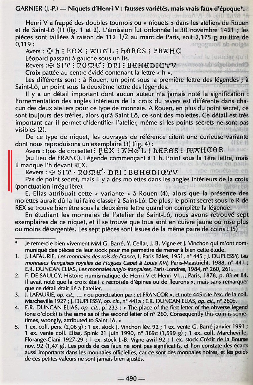 Henry V, Niquet ou Léopard de St Lô, vrai faux d'époque... Autres exemplaires à rechercher ! Bullet16