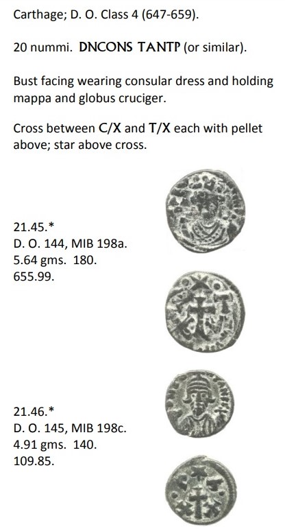20 nummi de Constans II émis à Carthage, incertitude sur le type précis... Consta17