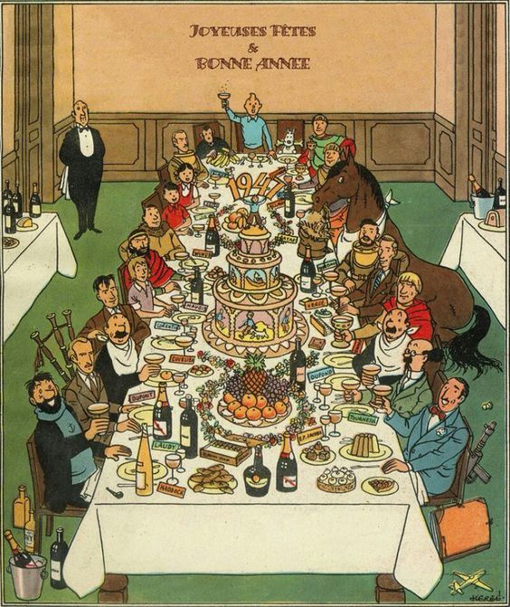 Joyeuses Fêtes et Bonne Année - Dessin d'Hergé de 1947 Joyeus10