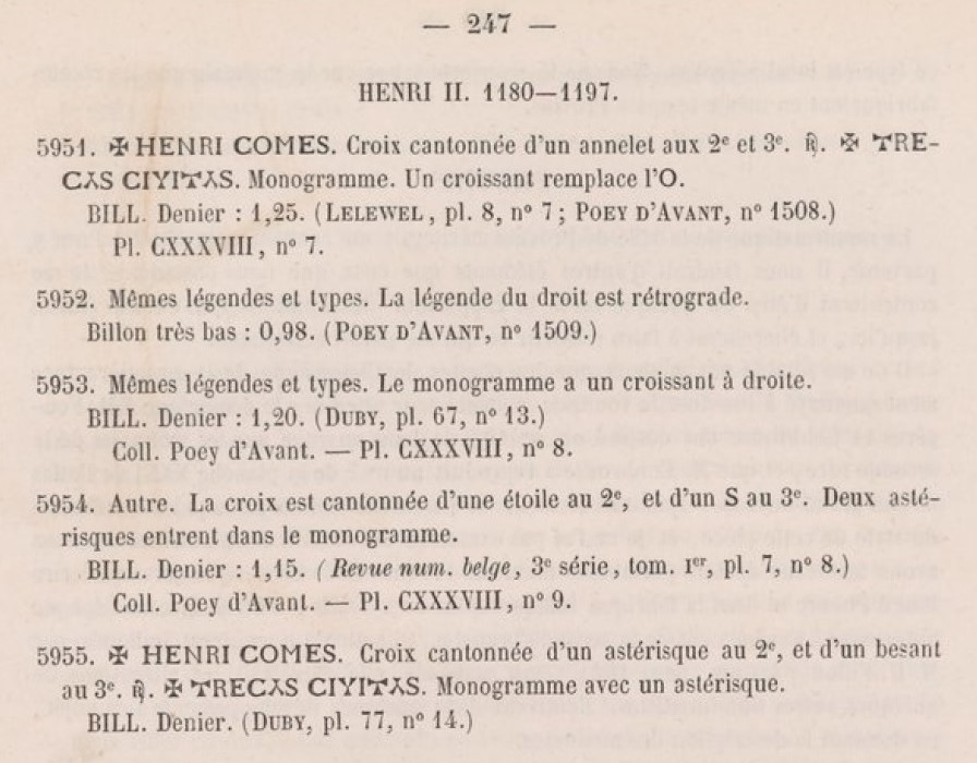 Denier de Billon d'Henri II de Troyes 1180-1197 (PA 5954) Pa10