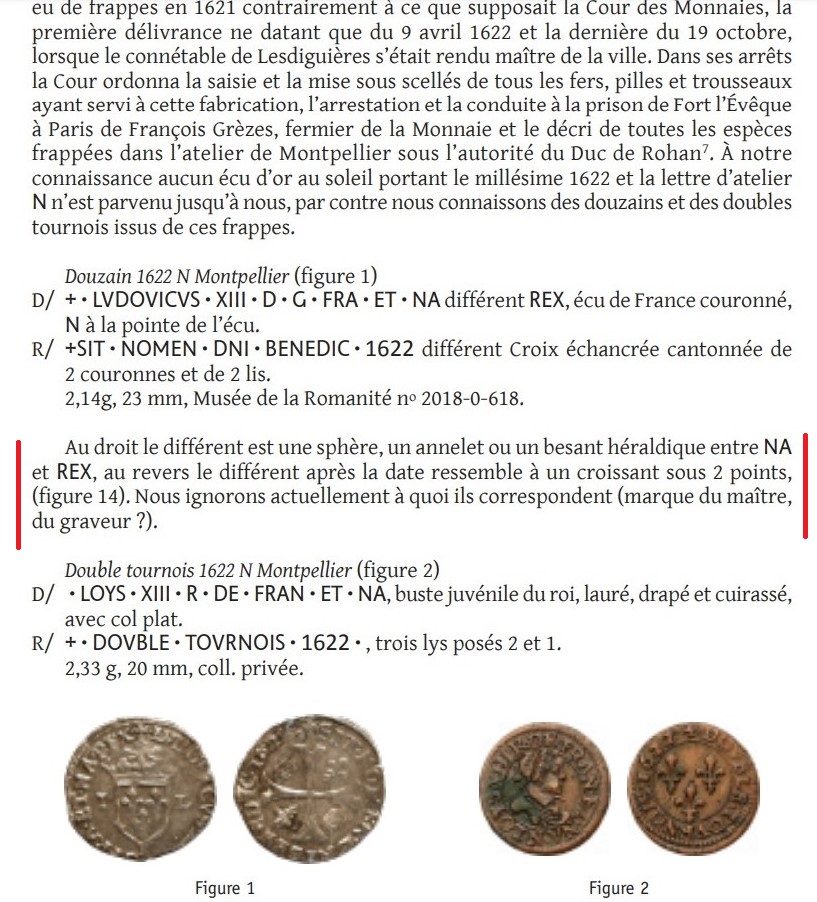 Identification des Différents d'un Douzain Louis XIII Huguenot Montpellier 1622 Contremarqué en 1640 Wack_210