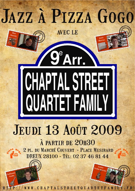 Le 13/08 CHAPTAL STREET QUARTET FAMILY à La PIZZA GOGO! Pizza210