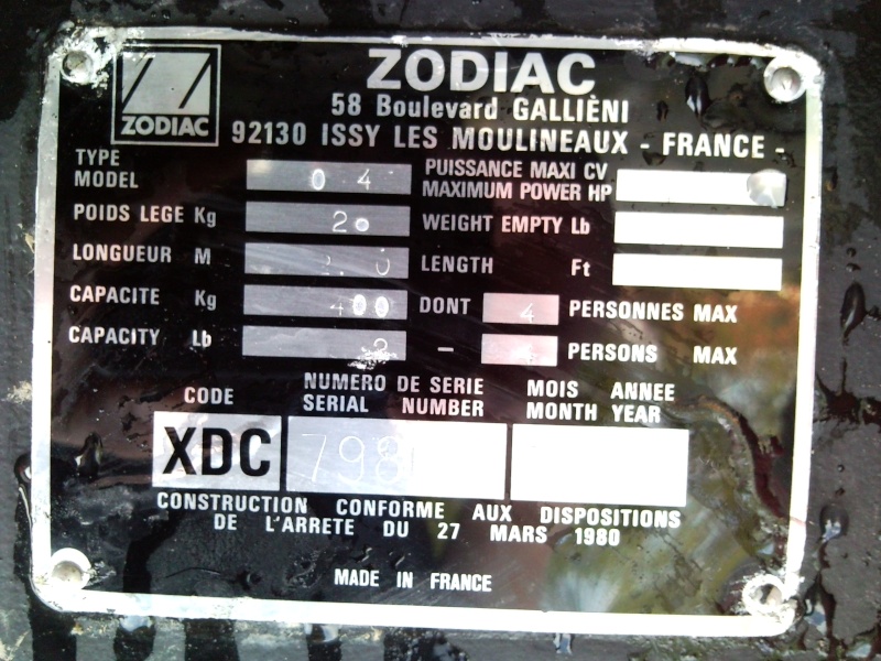 Vends Zodiac petit prix Snc00411