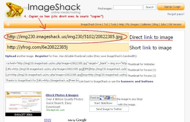 Comment mettre une image par l'hébergeur imageshack ? 210