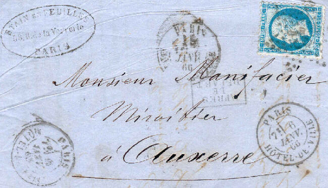 Fausse réexpédition, 1857, sans timbres-poste Taxehd12