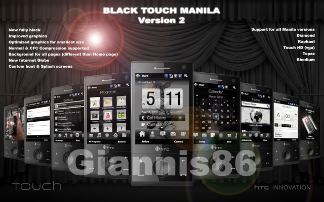 [Theme TF3D2/Rhodium + Boot & Splash Screen] "Black Touch Manila" par Giannis86 Theme215