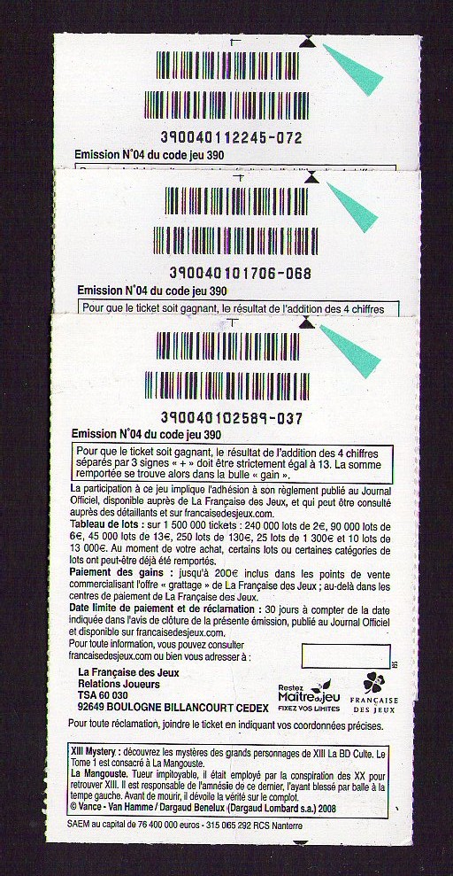 XIII SERIE 39004. MYSTERY. LES TROIS TICKETS. Img31610