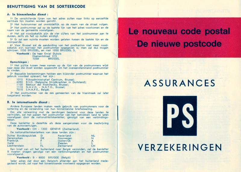 Belgique: code postaux avant modification .................. 0110
