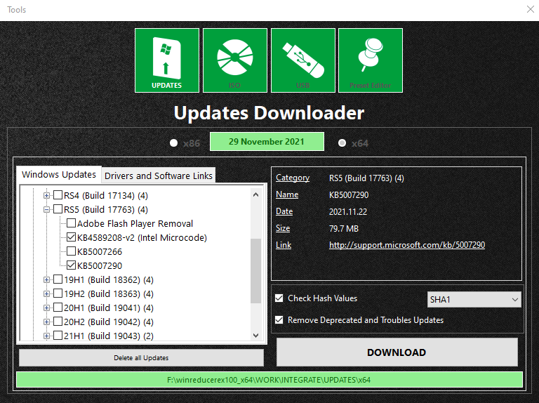 [EX-100 - v3.1.0.0] [1809 OS Build 18363.2037] Updates Downloader Can't Include .iso Winred11