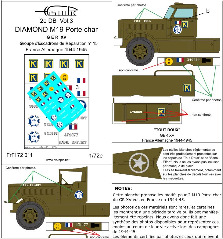 Planche de décals au 72e et 35e pour Diamond M19 porte char Frfl_714