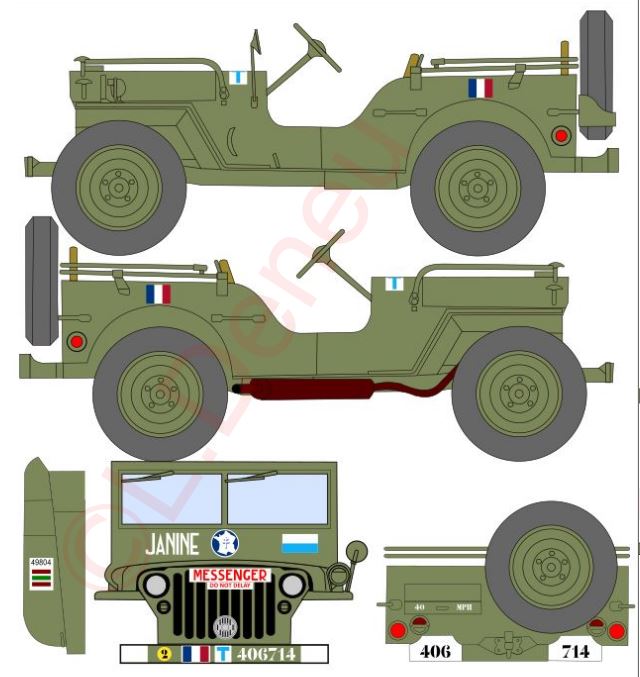 Jeep "Janine" 97/84 cie Transmissions proto planche décals. Janine11