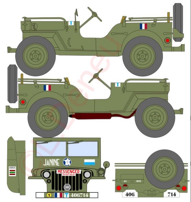 Jeep "Janine" 97/84 cie Transmissions proto planche décals.  Janine11