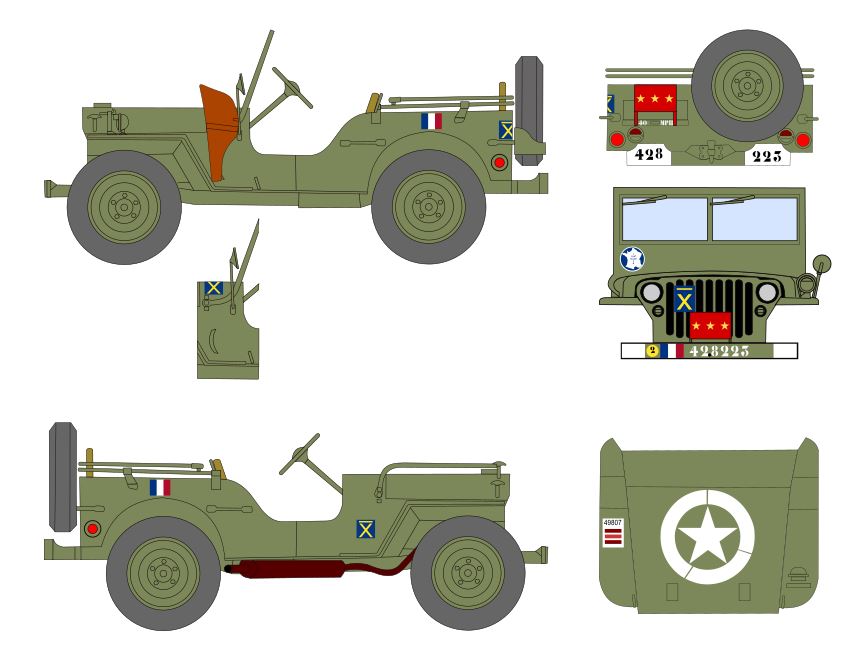 Jeep du Général Leclerc, projet de décals au 35e Jeep_g11