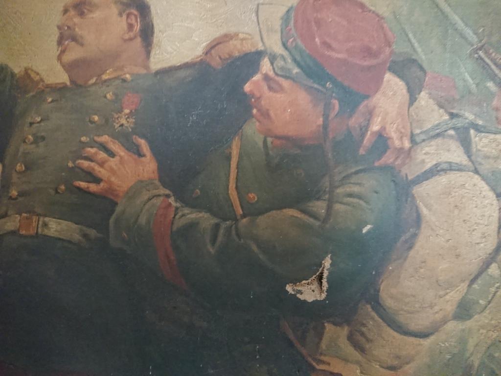 découverte grande peinture guerre 1870 niveau musée identification du peintre 000531