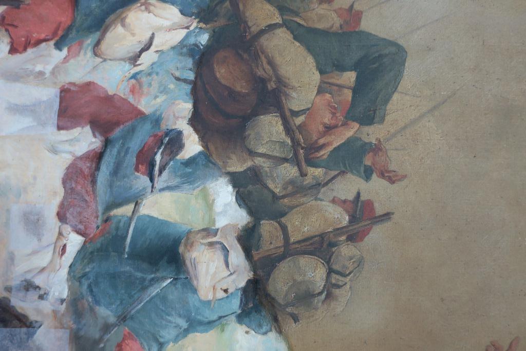 découverte grande peinture guerre 1870 niveau musée identification du peintre 001022