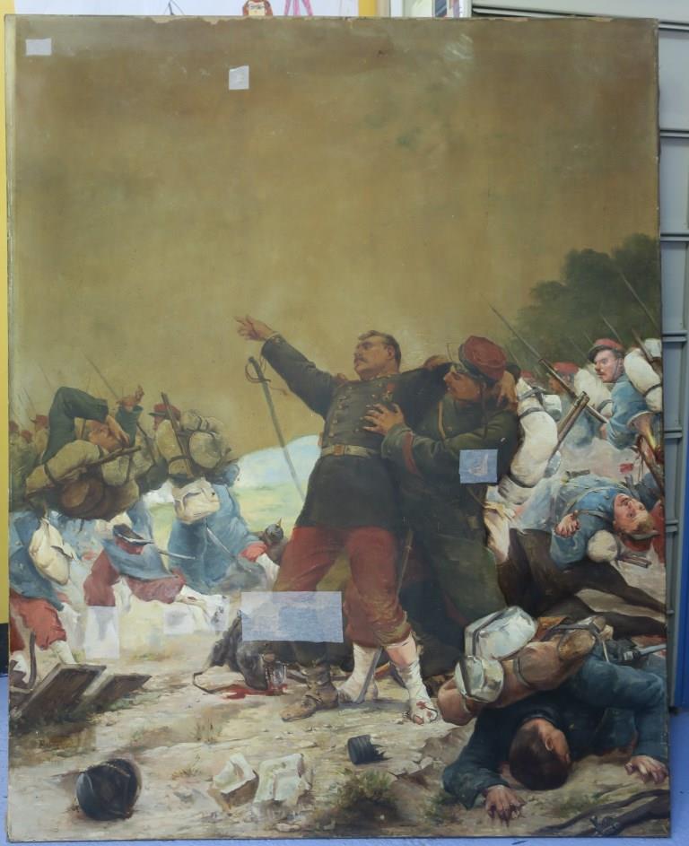 découverte grande peinture guerre 1870 niveau musée identification du peintre 001121