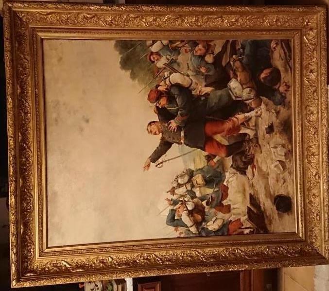 découverte grande peinture guerre 1870 niveau musée identification du peintre 001919