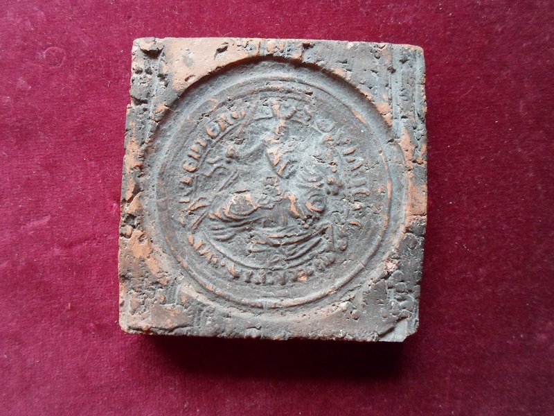 Help Identify Old Clay Tile With Embossed Medeival Warrior On Horseback 00211