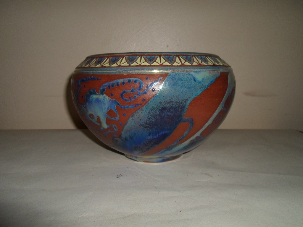 Signed Iridecent Glaze Pottery Bowl - Neil Boughton, Australia  00213