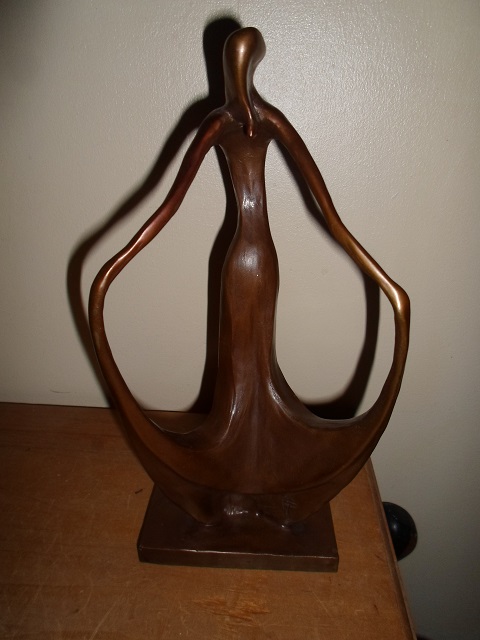 Help Identify Solid Bronze Stylised Lady Sculpture Signed With Monogram 00313