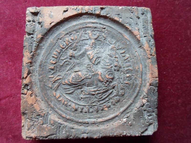 Help Identify Old Clay Tile With Embossed Medeival Warrior On Horseback 00611