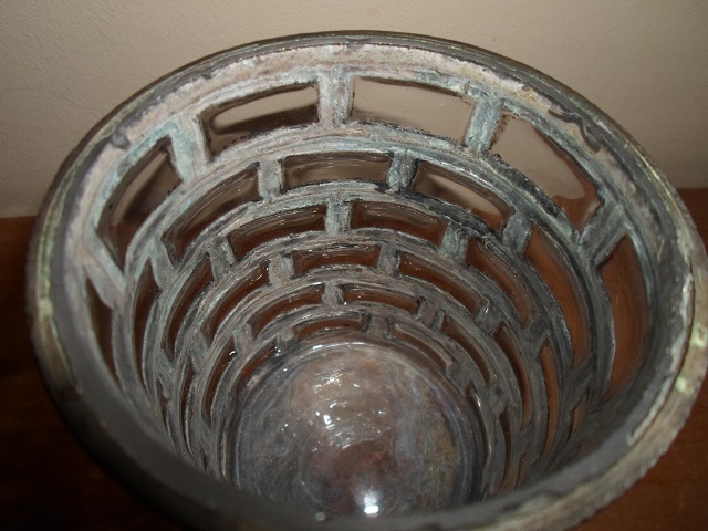 Unusual Glass Beaker Incased In A Metal Frame 03610