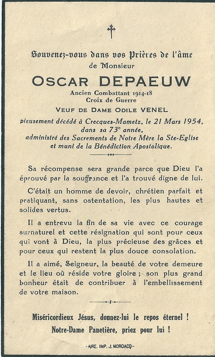 Plaque d'identité - France Oscar DEPAEUW St Omer 1901 - Page 3 Depaeu10