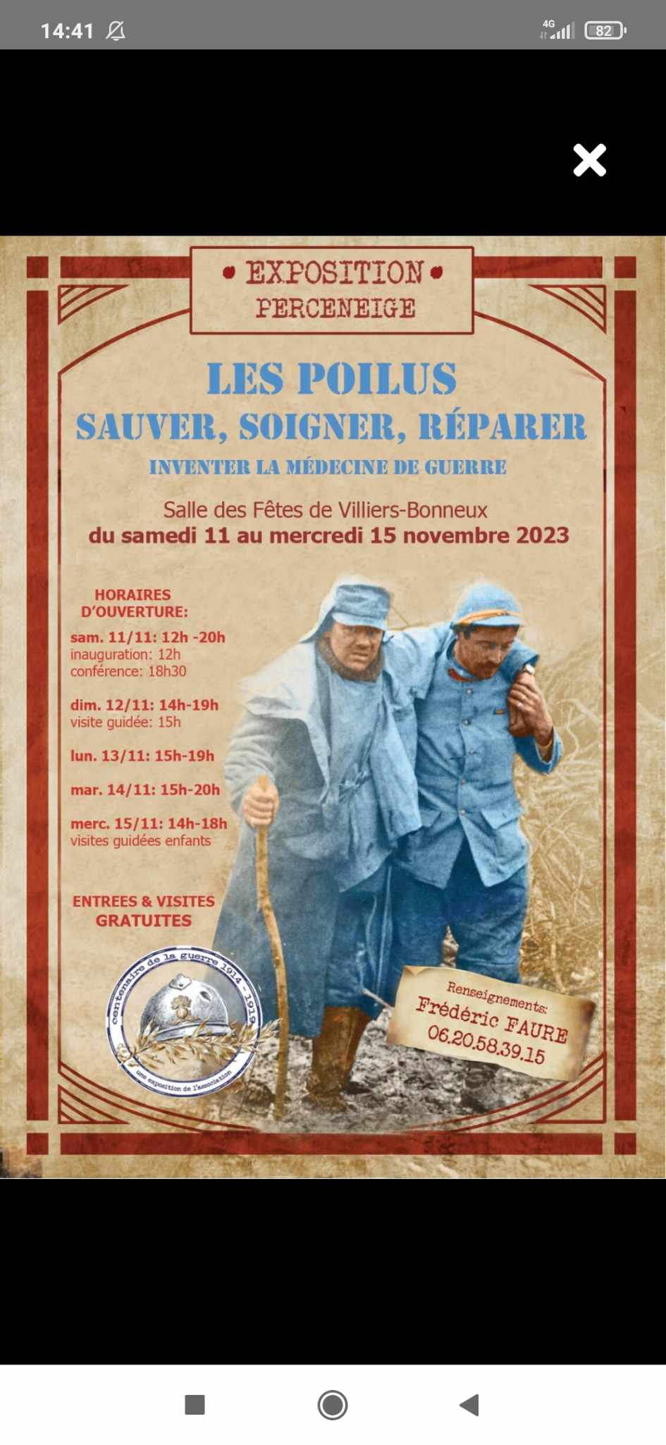 Expo les poilus sauver soigner reparer du 11/11 au 15/11 Villiers Bonneaux 89 39661510