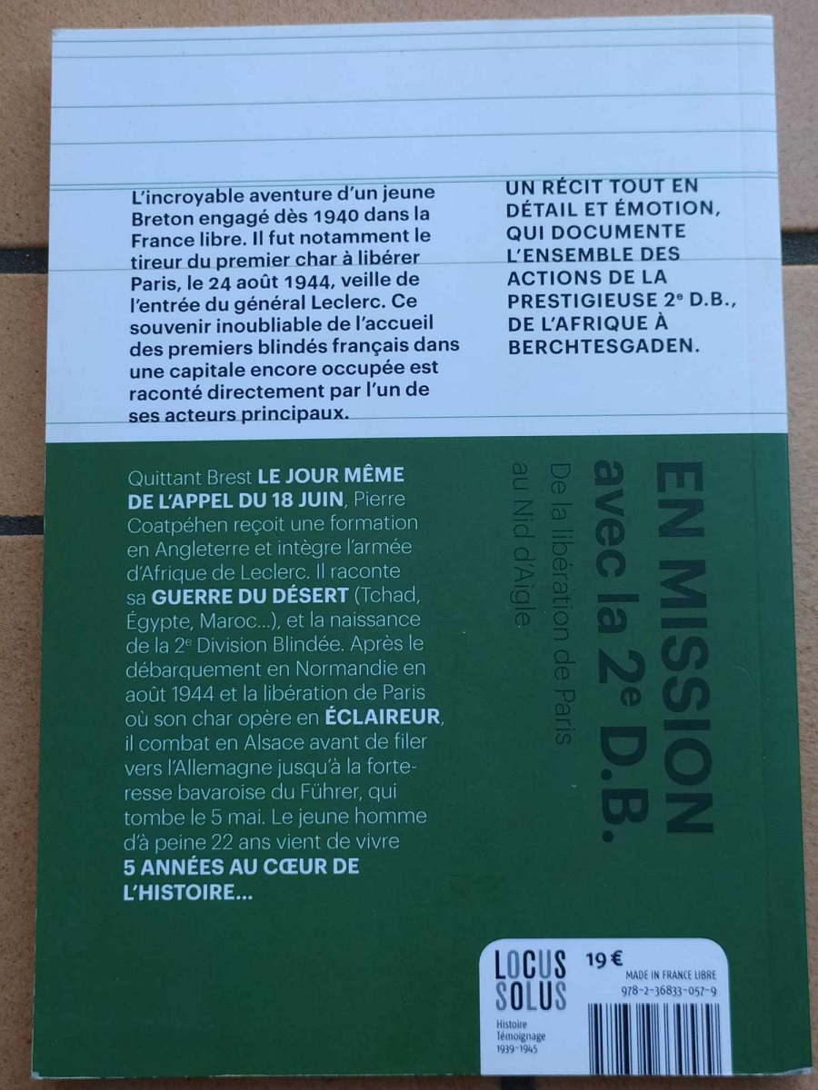 Pierre Coatpehen "En mission avec la 2e DB" (livre) Livre187