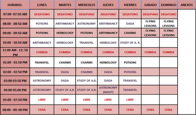 Asignaturas y Horarios Oficiales. Sin_ty20