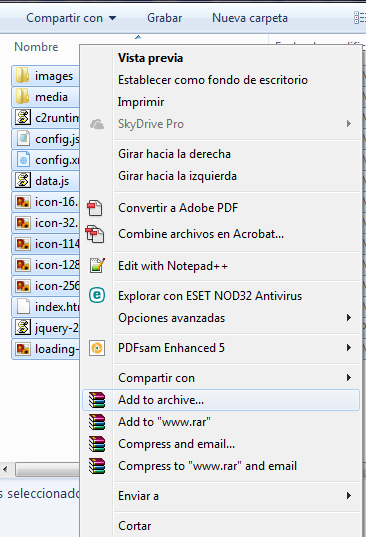 Exportar de construct 2 y compilar en Phonegap build 4_410