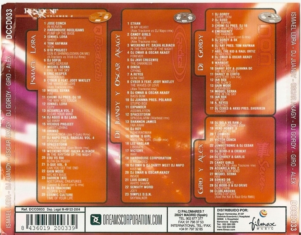 RESIDENT DJ'S VOL 1 Y 2 (2004) DCCD-33 Y DCCD-21 Back12