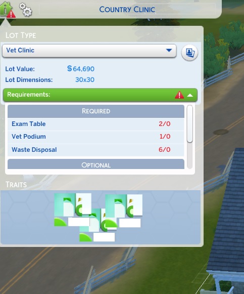 Problem with lot - unfulfilled lot requirements (requirement incomplete). Sims_410