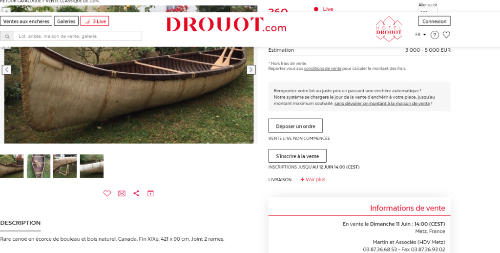 un canoe en écorce de bouleau aux enchères chez Drouot !! Screen11