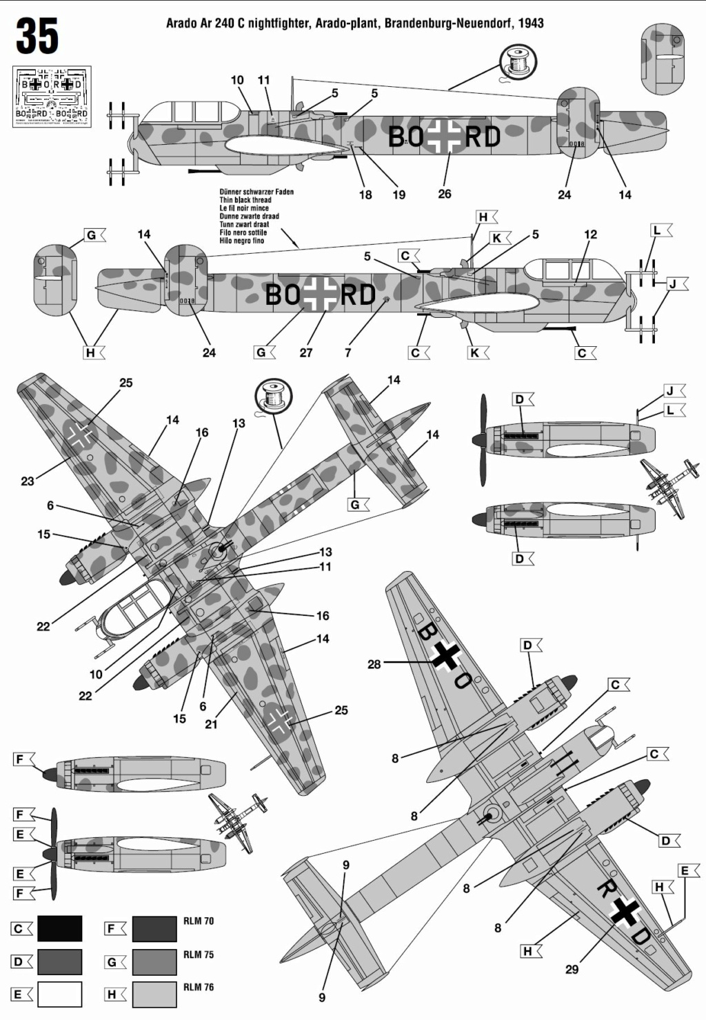  *1/72  Arado Ar.240 C-02 - Prototype chasseur de nuit  Revell  Plan_a10