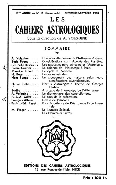 Les Cahiers Astrologique Alexandre Volguine  Caher_10