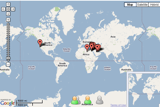 صور لخرائط من جوجل تكشف أماكن المتصلون بالمنتدي في العالم Gmaps discover who is online on  Wessam The EducationalForum Map-mo10