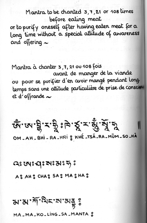 prière - Prière des repas, dédicace Mantra10