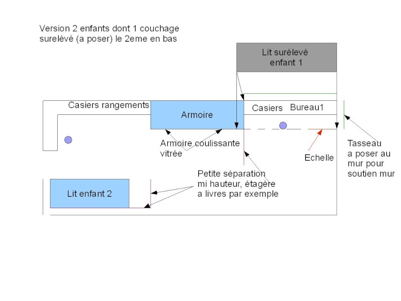 Version définitive chambre pour 2 enfants, avec systeme évolutif Chambr11