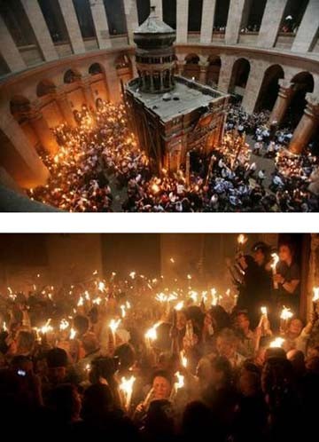 فيديو ظهور النور المقدس  بكنيسة القيامة لعام2009 511