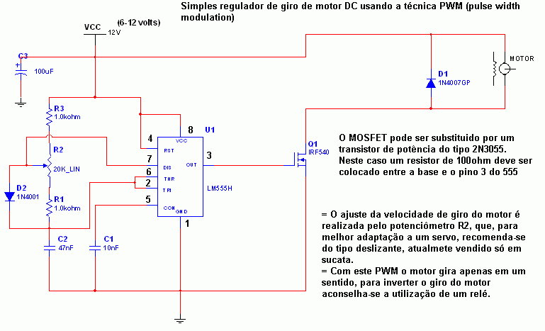 esc pwm motor escova 555-pw10