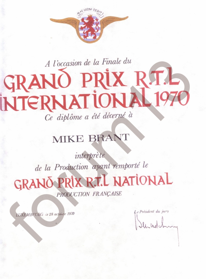 documentation diplome de mike  luxembourg eurovision 1970 444310