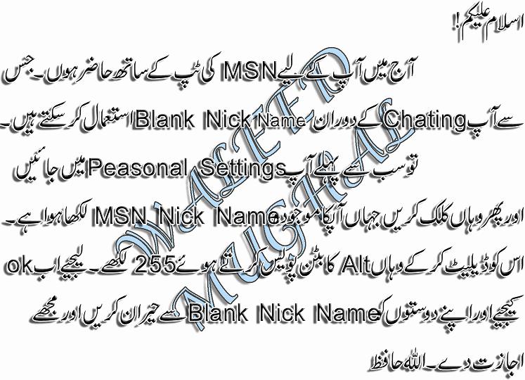 MSN MAIN BLANK NICK NAME Ka Sath Chat ~@~@~ Msn10