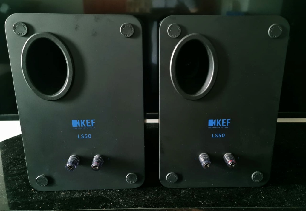 KEF LS50 Limited Edition Speakers - Frosted Black with Blue Drivers. Kefls516