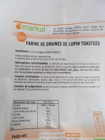Farine de soja toastée bio - Markal