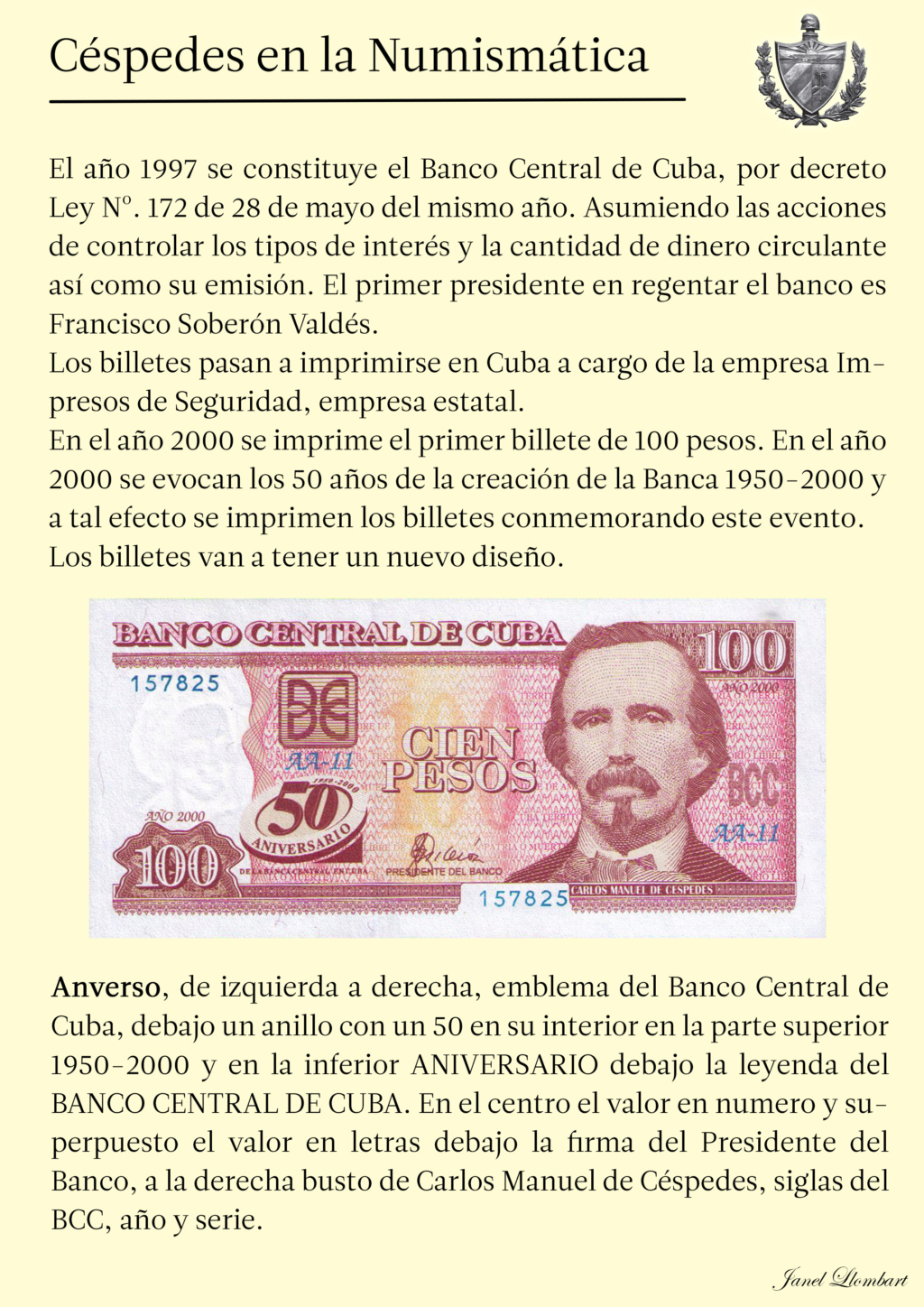 Carlos Manuel de Cespedes en la numismatica Cubana 11k10