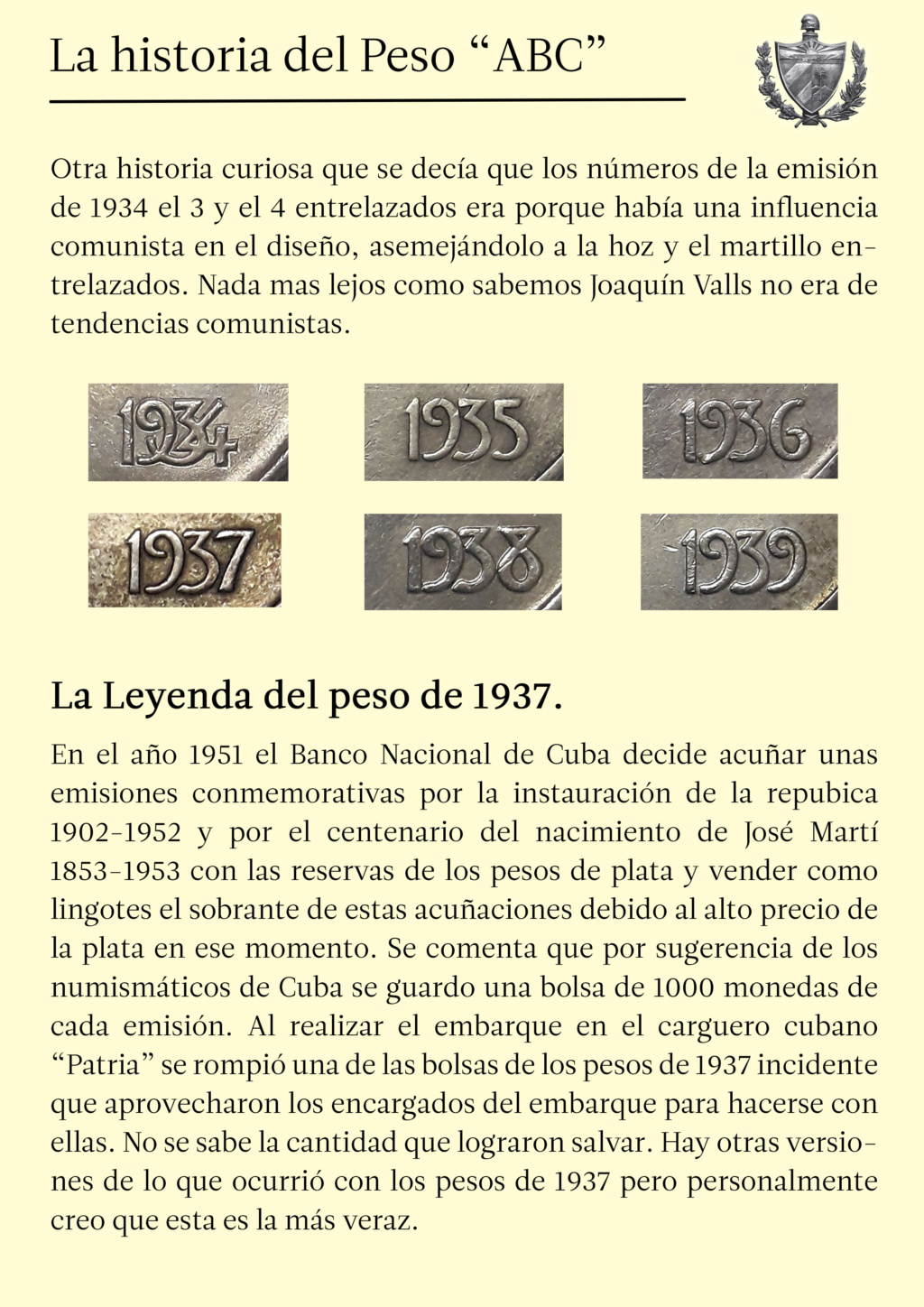 Cuba coleccion pesos ABC y su historia. 710