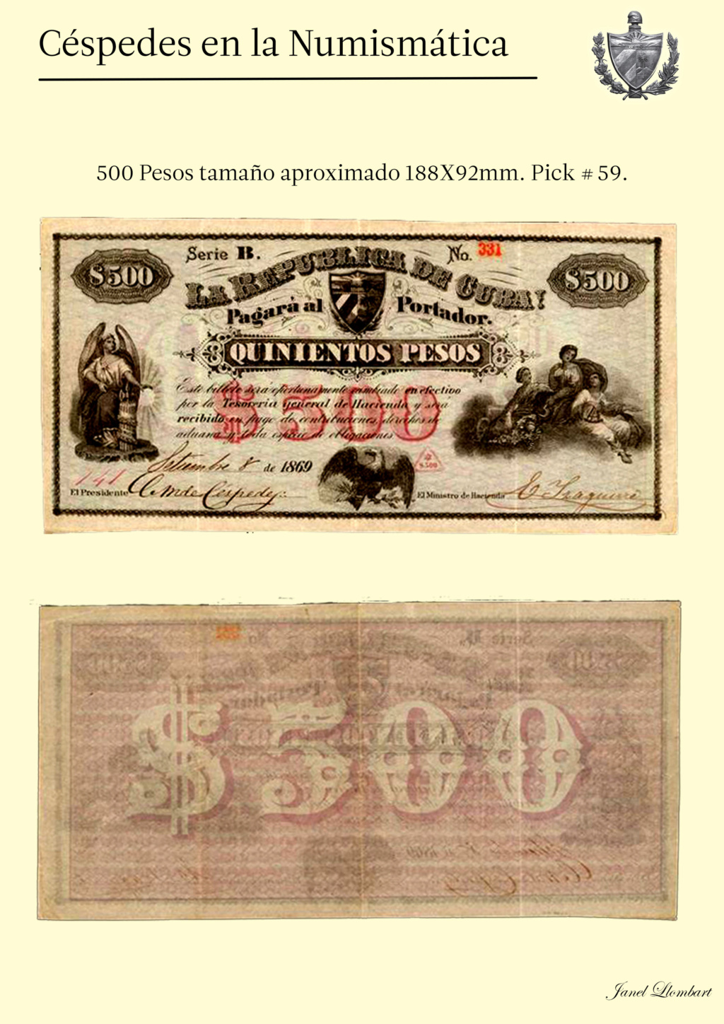 Carlos Manuel de Cespedes en la numismatica Cubana 812